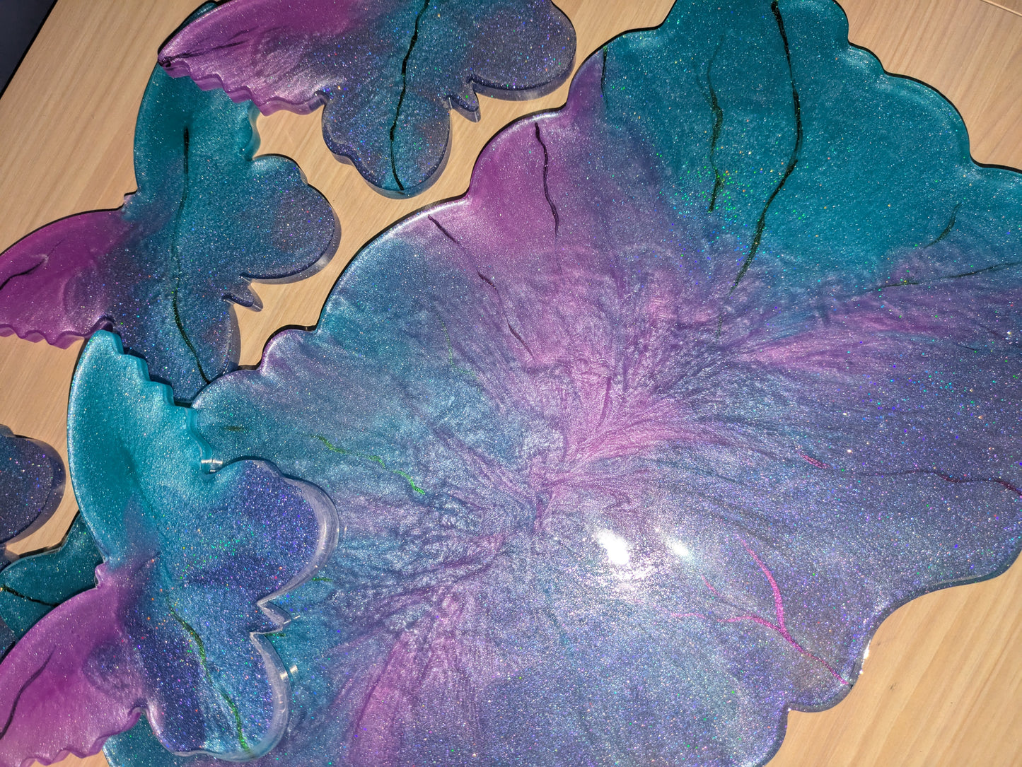 Aurora borealis placemat and butterfly coasters
